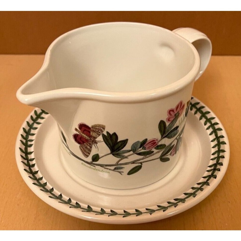 Portmeirion Botanic Garden Gravy Boat Bowl & Underplate Saucer  Floral 1972